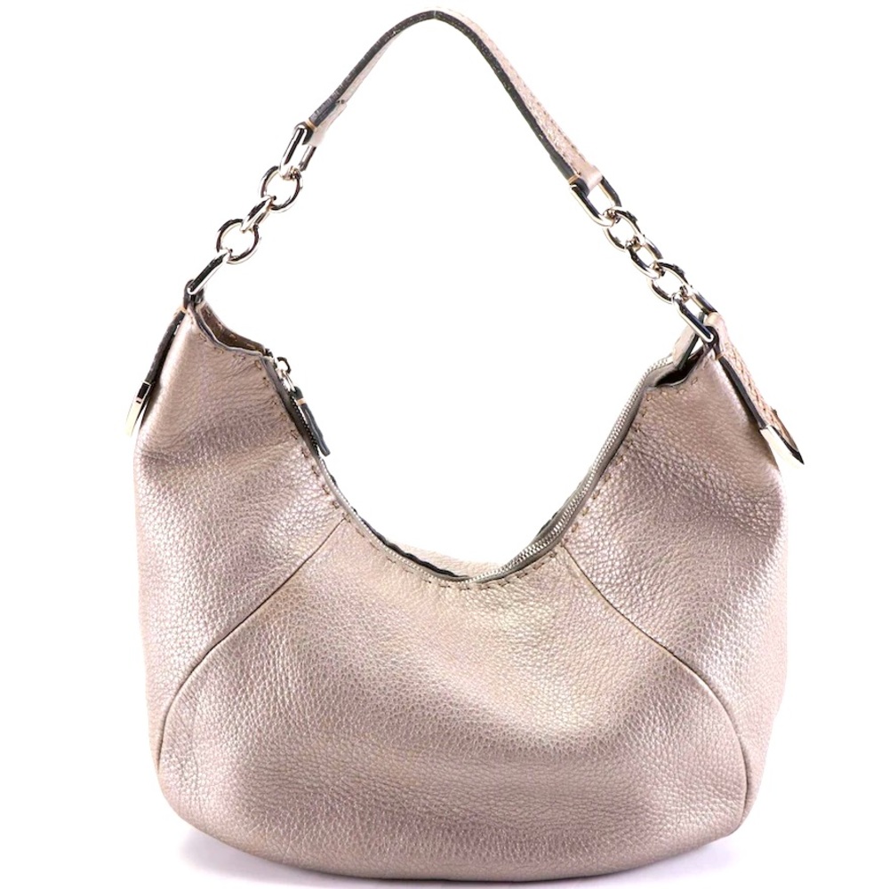 Fendi Metallic Silver Leather Hobo